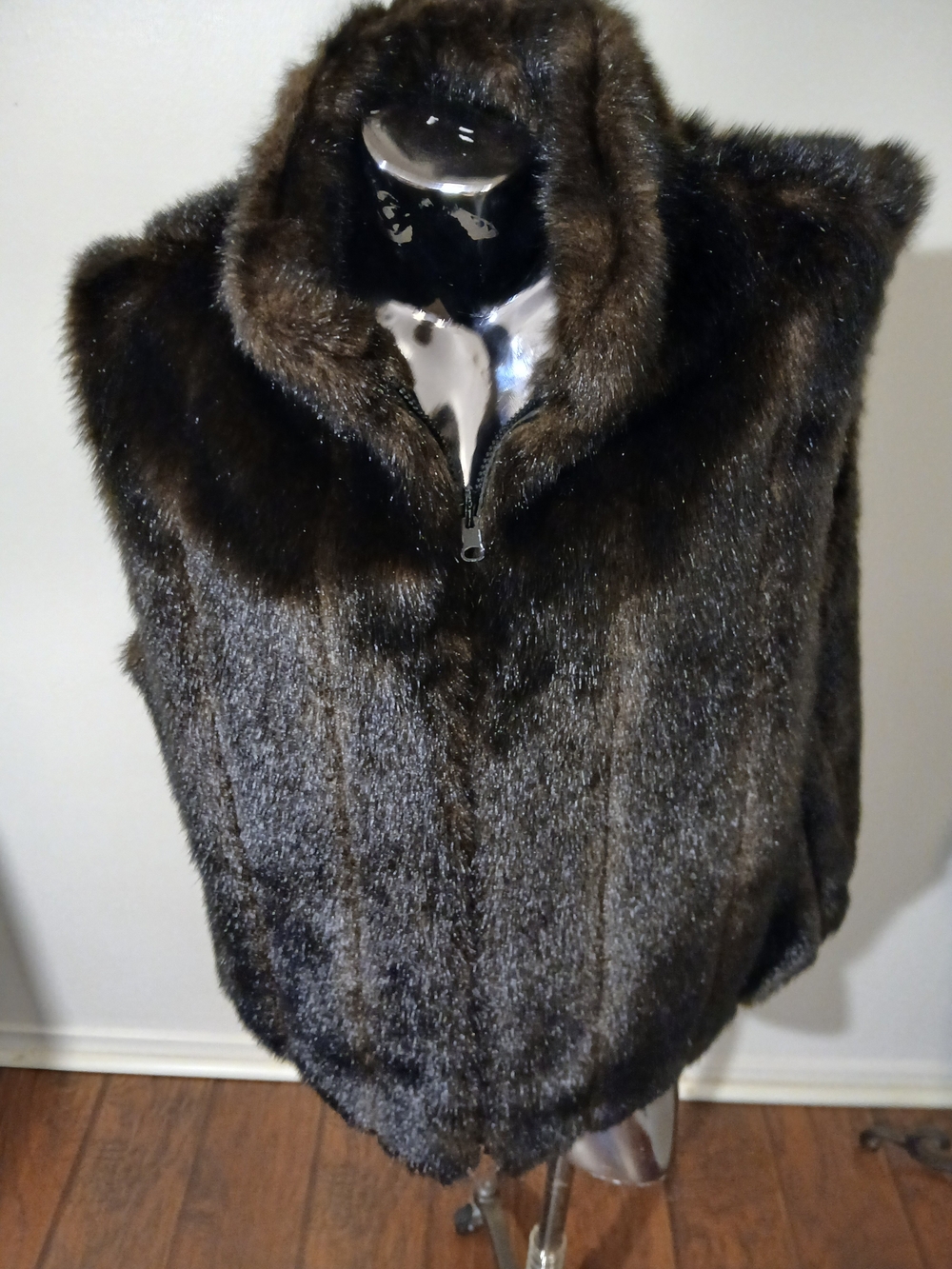 Lux Faux Fur Brown Zip-Front Vest